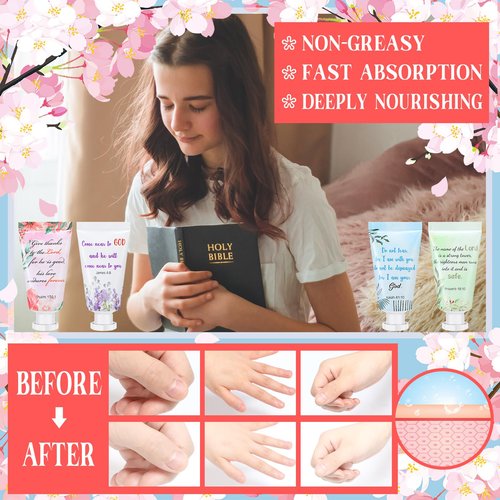 Landhoow 24 Pack Christian Hand Cream Bulk for Women Travel Hand Lotion Set Religious Bible Verse Gifts for Easter Church Prayers School Teacher Wedding Anniversary Birthday Mother's Day