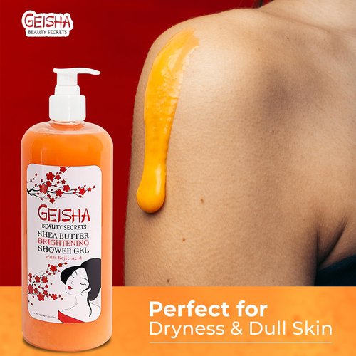 OMIC Geisha, Kojic Acid Skin Brightening Body Wash - 33 Fl oz / 1000 ml - Even Out Tone, Radiance, Face and Body Shower Gel, with Coconut Oil and Shea Butter
