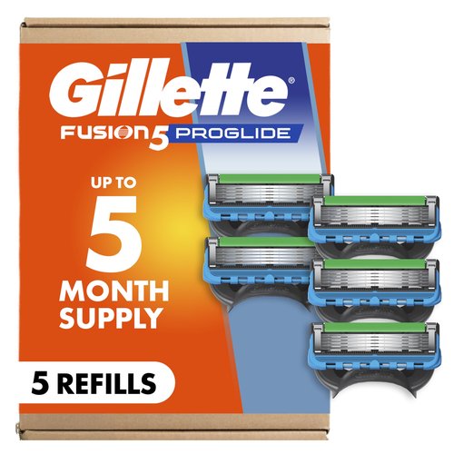 Gillette Fusion5 ProGlide Razor Refills for Men, 5 Razor Cartridges for FlexBall Razor Handle, 5-Blade Razor Blades, Precision Trimmer for Men