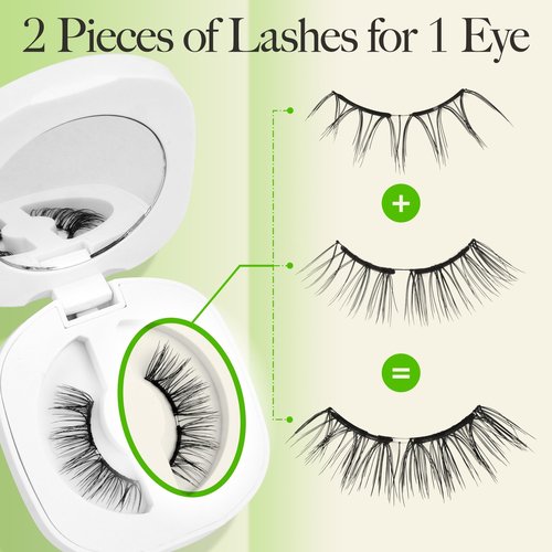 LASHVIEW Upgrade Magnetic Eyelashes Natural Look, Reusable Soft Magnetic Lashes Kit with Applicator, No Glue Needed, Windproof & Waterproof for All-Day Comfort (L14)