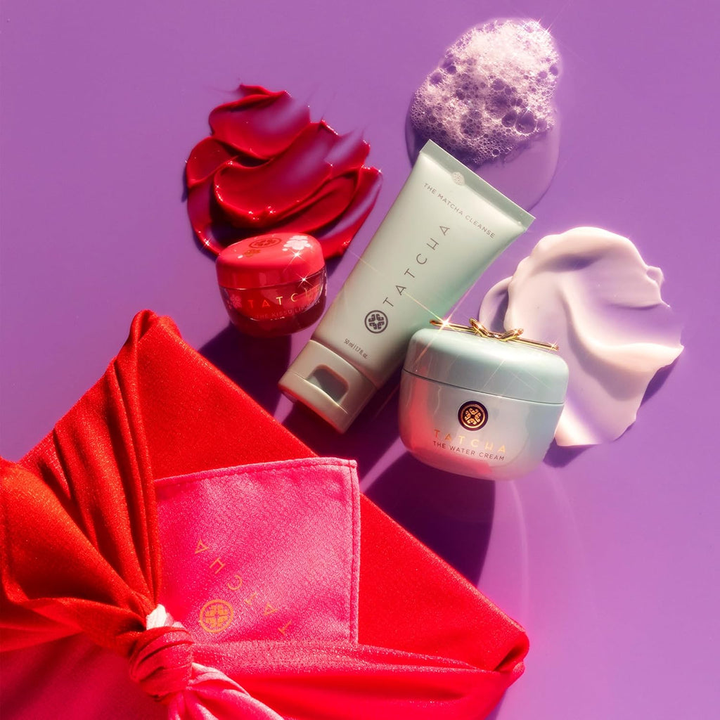 TATCHA Pure Pores & Lush Lips Set - Matcha Cleanse, Water Cream & Plum Blossom Kissu Lip Mask ($119 Value)
