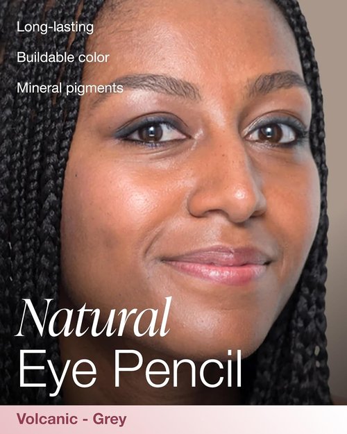 Mineral Fusion Eye Pencil - Grey Volcanic Eyeliner with Chamomile & Vitamin E - Smooth, Long-Lasting, Hypoallergenic