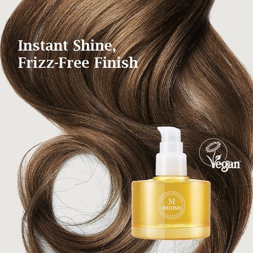 Annatto Hair Oil - Frizz-Free Shine & Deep Hydration | Natural Vegan Formula, 4.73 fl. oz