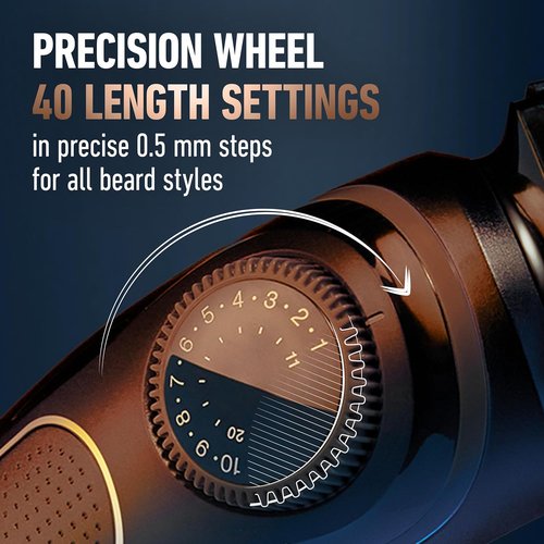 King C. Gillette Cordless Beard Trimmer - 3 Combs, Cleaning Brush & Travel Bag Included | Blue