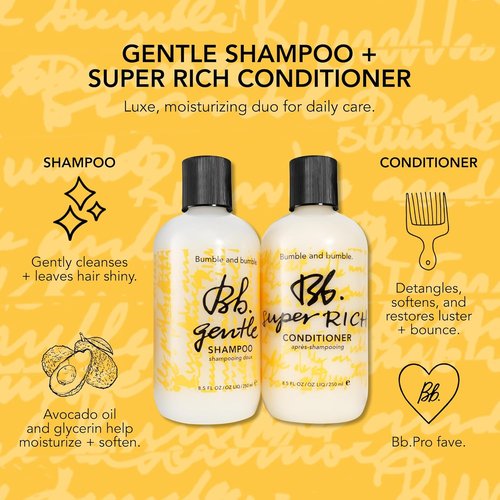 Bumble and Bumble Super Rich Hair Conditioner - Daily Moisture & Shine | Detangles All Hair Types | Glycerin & Avocado Oil