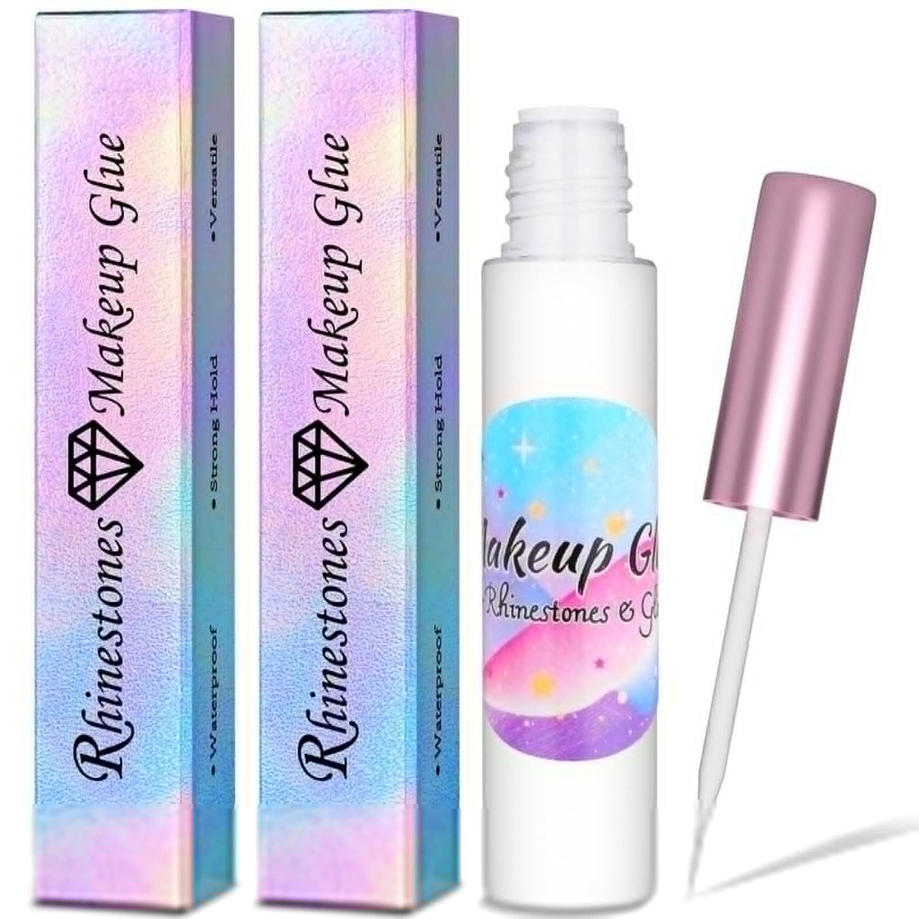 Rhinestones Face Glue for Cosplay Makeup, Shynek 2PCS Body Glue Waterproof Eye Glitter Hair Adhesive Spirit Adhesive for Halloween Costume Wig Face Gems Eye Body Glitter
