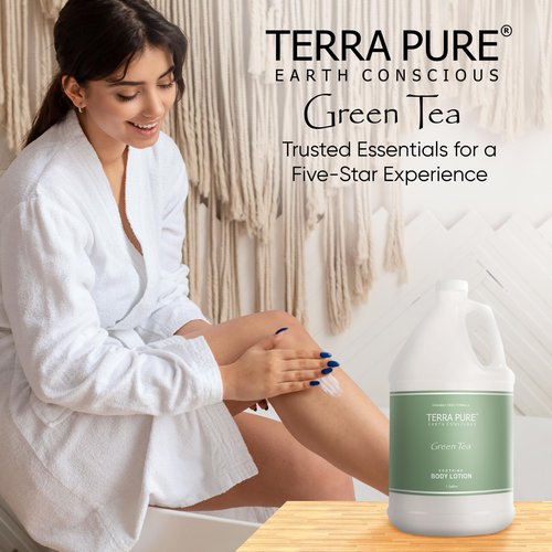 Terra Pure Green Tea Hotel Body Lotion | 1 Gallon | For Hospitality & Vacation Rentals to Refill Dispensers | (Single Gallon)