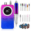 Ecagewill Portable 35000RPM Nail Drill Machine Gradient Color Electric Nail File with TFT Display Rechargeable Efile Professional Nail Drills for Gel Nails for Manicure Pedicure