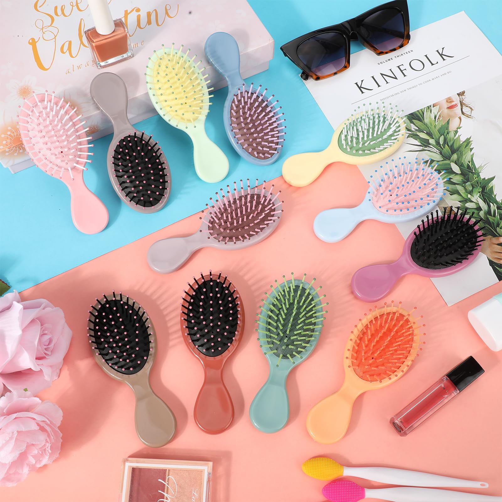 Yoande 36 Packs Mini Detangling Hairbrush Squirt Detangler combs Toddler Soft Bristle Travel Hairbrush Women Girl
