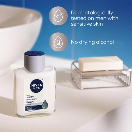 NIVEA MEN Sensitive Post Shave Balm, with VitaminPro Complex, Alcohol Free After Shave Balm for Men, 3.3 Fl Oz Bottle, Pack of 3