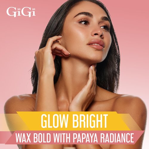 Gigi Neon Hard Wax – Papaya, Stripless Wax for Hair Removal, Ideal for Sensitive Skin, 14 Oz