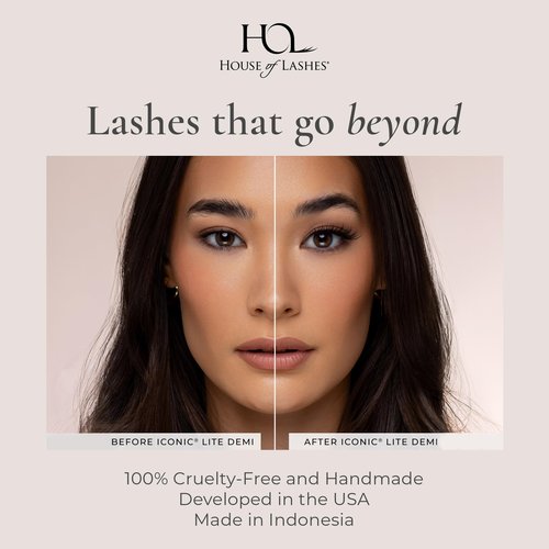 House of Lashes Iconic Lite Demi - Comfortable Fake Eyelashes for Bold Cat-Eye Look, Easy and Reusable Faux Mink Lashes for All Eye Shapes