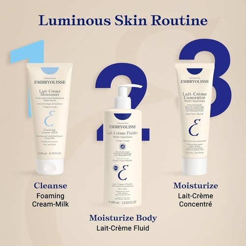 Embryolisse Foaming Cream Milk - Hydrating Soap-Free Cleanser for Face & Body, 6.76 Fl Oz