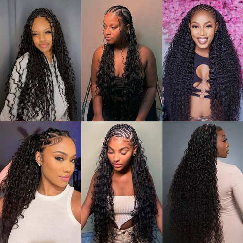 Boho Hair for Braiding 16 Inch Human Curly Hair for Knotless Braids 2 Bundles 100g Water Wave Bulk Human Hair for Braiding (Natural Color, 16 Inch)