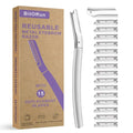Eyebrow Razor with 16 Blades, Metal Razors for Women and Men,Dermaplane Razor for Women Face, Facial Hair Removal for & Eyebrow Hair Removal (Silver)