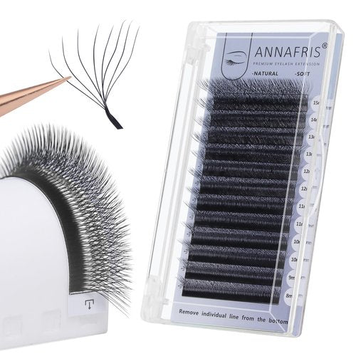 ANNAFRIS 8D Premade Fan W Shape Eyelash Extensions 0.07 C Curl 8-15mm Mix Volume Self Fanning False Lashes Makeup Supplies Professional Use Lash Extension(0.07 C, 8-15mm Mix)