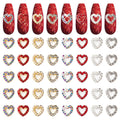 XEAOHESY 40 Pieces Gold and Silver Alloy Heart Charms for Nails Love Heart Nail Charms Gems Christmas Nail Studs Inlaid Rhinestone Pearls for Women Girls Valentine's Day
