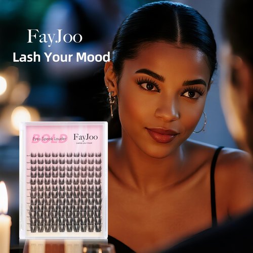 Dramatic Volume Lash Clusters, 0.05mm Thin Band 8-18mm C Curl, DIY Lash Extension Reusable, FayJoo BOLDEE 11 Lash Only