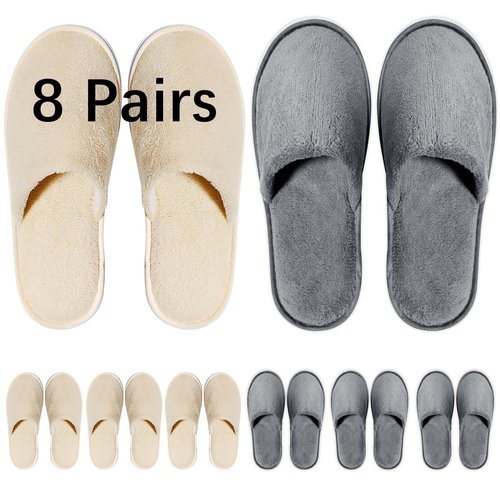 SENJUNSAFE 8 Pairs Guest Slippers Disposable For Guests Washable Reusable Which Can Be Used As Women Men House Indoor Bathroom Bedroom Hotel (US Men Size 10Women 11)