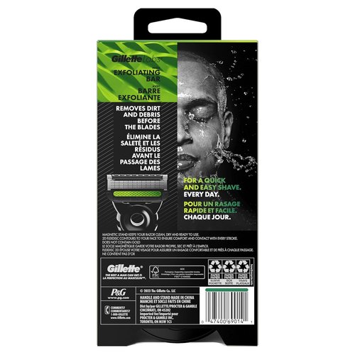 GilletteLabs Razor for Men | Champion Gold Edition with Exfoliating Bar - Includes Handle & Blade Refill