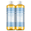 Dr. Bronner's Pure-Castile Magic Liquid Soap (Baby Unscented, 16 Ounce, 2-Pack)- Made with Regenerative Organic Certified Oils, For Face, Hair, Hand & Body Soap, Laundry, Pets- Concentrated, Vegan