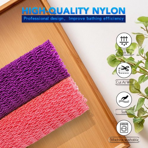 UJFQBH African Net Sponge 2-Pieces, Authentic Exfoliating Body Scrubber for Shower & Bath, Deep Cleansing Lather for Dead Skin Removal, Back Scrubber for Women & Men (Rose Red & Purple)