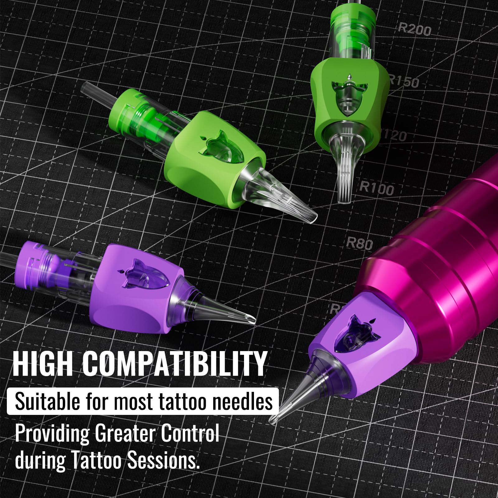 Wormhole Tattoo 79PCS Wireless Tattoo Practice Gun Kit - Battery Pack 1,500mAh Capacity, 20PCS Tattoo Needles, LED Digital Display - Professional Equipment for Beginners and Tattooist - Pink