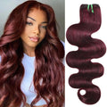 HERMOUS 13A Double Drawn 99J Dark Burgundy Human Hair Bundles Body Wave, Double Lifespan Than Regular Bundle Keep Silky & Soft After Washes Colored #99J Wine Single Bundles Raw Hair Quick Weave 12 IN