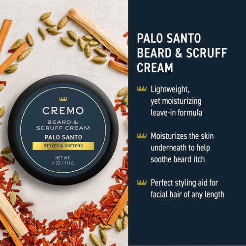 Cremo Palo Santo 2n1 Beard Wash & Softener + Palo Santo Beard & Scruff Cream Set for Short Beards