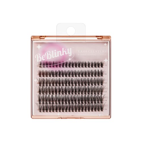 BeBlinky False Eyelashes, Lash Extension Kit 07, 9mm-16mm, Narrow Band, Easy to Apply and Remove, No Damage to Natural Eyelashes, 120 Lash Clusters - Wispy