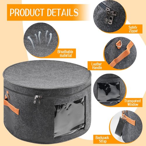 CODOHI Wig Storage Boxes,Wig Travel Cases Foldable for Multiple Wigs for Men and Women,Yarn Organizer, Cosmetic Cabinet Storage Bag (Dark Grey)