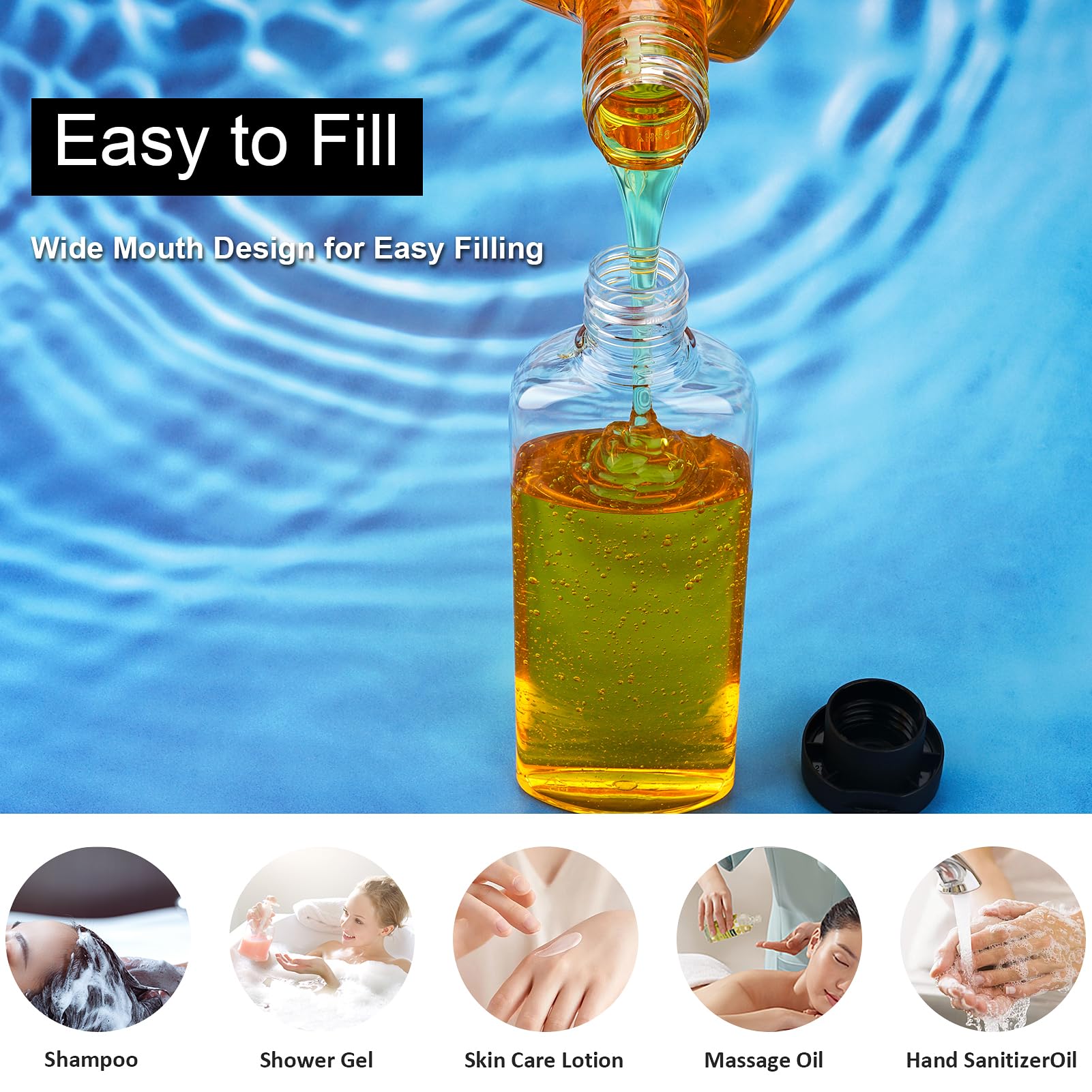 Wowang Travel Shampoo and Conditioner Bottles 7.7oz 9 Pack Leak Proof Squeeze Bottles with Flip Cap Refillable Containers Plastic Travel Bottle for Toiletries for Lotion Shampoo Conditioner