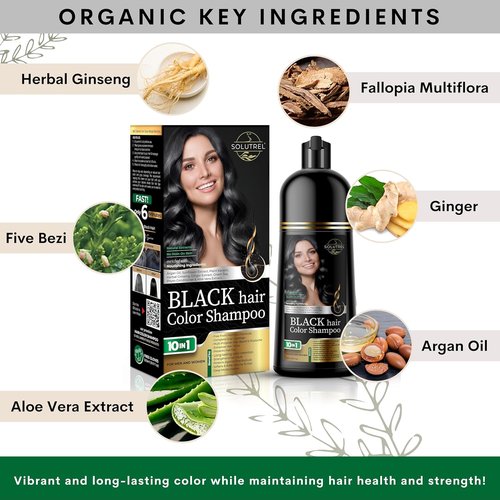 Regine Switzerland Black Hair Dye Shampoo - Instantly Covers Gray Hair - Ammonia-Free, Herbal Formula for Men & Women