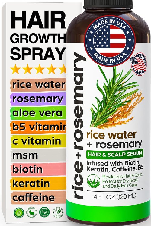 Fermented Rice Water Hair Growth Spray by NEW | Boost Thinning Hair with Rosemary, Biotin & Caffeine - All Hair Types