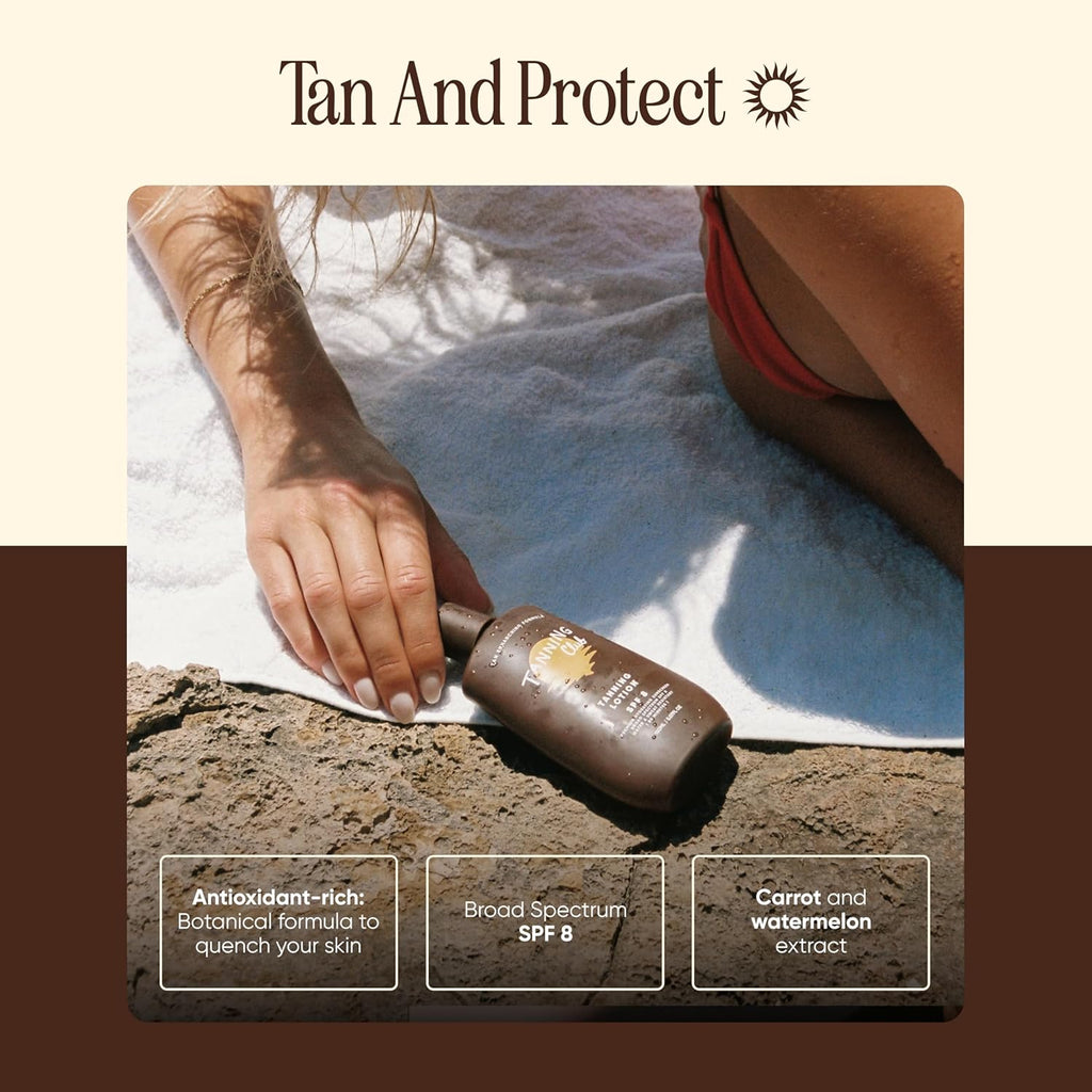 Tanning Club Tanning Lotion SPF 8 - Hydrating Formula with Beta-Carotene & Aloe - Water Resistant (150 ml)
