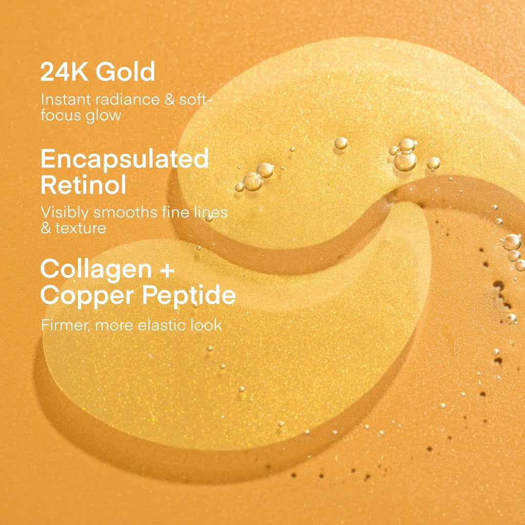 TEREZ & HONOR 24K Gold Retinol Under Eye Patches - 60 Hydrogel Masks with Collagen for Dark Circles & Puffiness | Self-Care Gift for All