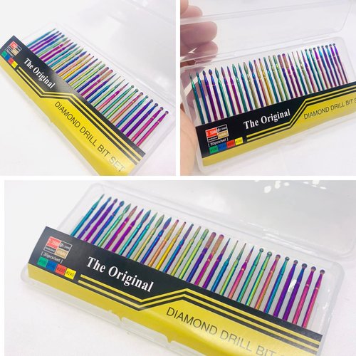 Homeet Pack of 30 Nail Drill Bits Colourful Diamond Professional Nail Cutter Attachments Removal Gel Acrylic Cuticle Tungsten Carbide Nail Drill for Manicure Pedicure