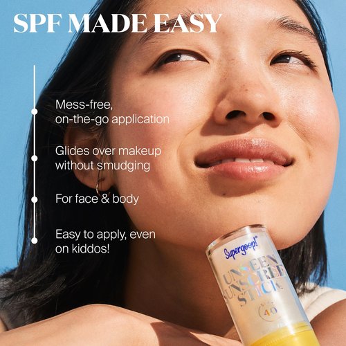 Supergoop! Unseen Sunscreen Stick - SPF 40 - Clear & Invisible Sun Protection - Broad Spectrum Face Sunscreen - Glides Over Makeup - Natural Finish - For All Skin Types - 0.7 fl oz