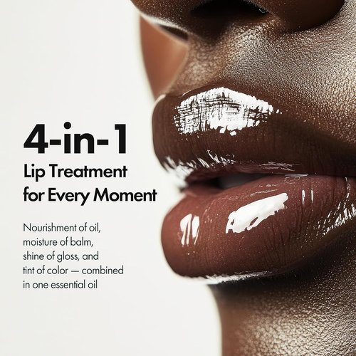ELROEL Blanc Essential Lip Oil - 50HR Hydrating & Moisturizing Lip Gloss with 6 Botanical Extracts - Lightweight Clear Essence 0.15 fl oz (#01 Pure Lychee)