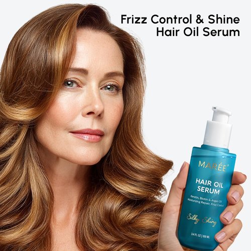 MAREE Hair Oil | Frizz Control Serum with Argan Oil, Keratin & Biotin for Dry, Curly Hair