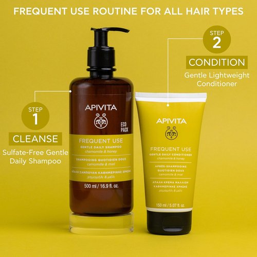 APIVITA Gentle Daily Shampoo - Hydrating & Soothing with Chamomile & Honey, Silicone-Free, 500 mL / 16.9 oz