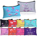 Shinylin 10 Pcs Inspirational Gifts Bulk for Women Mother's Day Canvas Makeup Bags with Zipper for Women ''you Are'' Inspirational Purple Butterfly Toiletry Cosmetic Pouches for Women's Party Favors