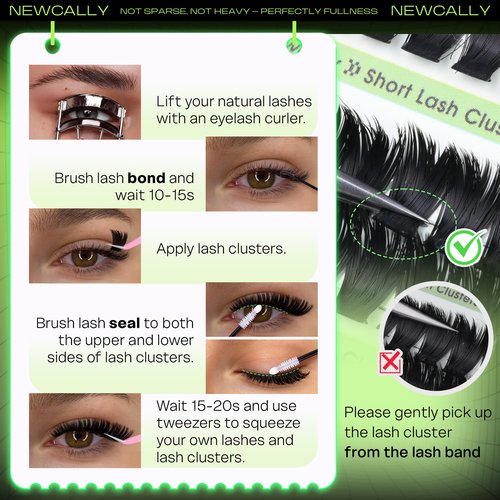 Fluffy Lash Clusters 8-12MM Short Cluster Eyelash Extensions Wispy Eyelash Clusters Thick Volume DIY Lash Extension Eye Lash Clusters Individual Lashes Cluster Lashes by Newcally
