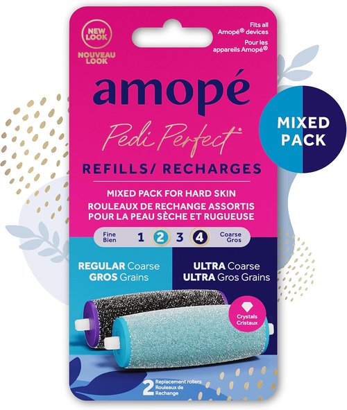 Amope Pedi Perfect Electric Callus Remover Refills - Diamond Crystal Rollers for Hard Skin | 2 Count