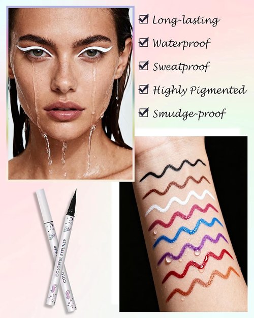 Skiennix Colored Liquid Eyeliner Pen - Black Waterproof, Long Lasting & Smudge-Proof | Perfect Valentine’s Day Gift