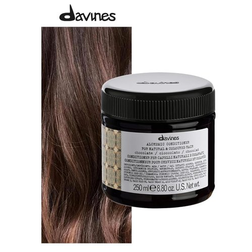 Davines Alchemic Conditioner - Chocolate Color Depositing Cream for Dark Hair | Hydrates & Intensifies Brunette Tones, 8.45 Fl Oz