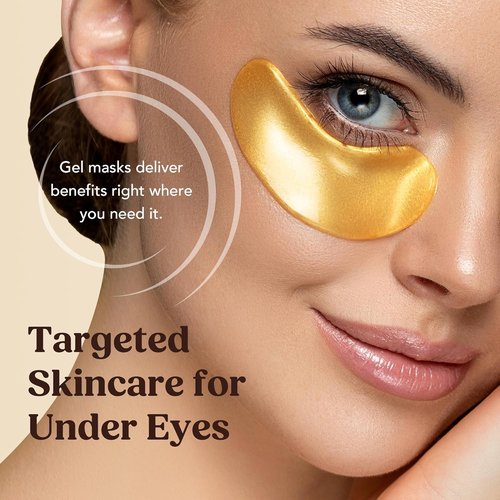 DERMORA Golden Glow Under Eye Patches - Rejuvenating Treatment for Dark Circles & Puffy Eyes | 15 Pairs