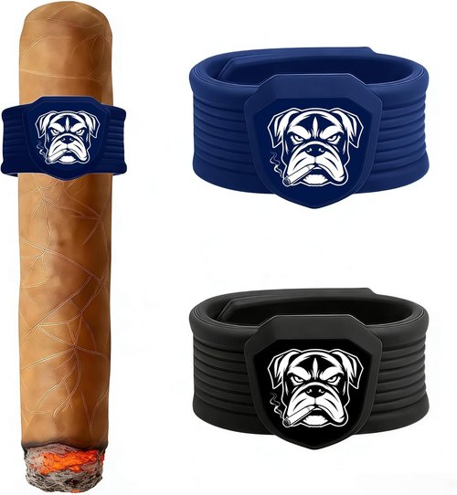 Dominant Magnetic Cigar Holder - Universal Cigar Clip with Strong Magnet & Elastic Silicone | Fits Golf Carts, Boats & Metal Surfaces (2 Pack - Blue & Black)