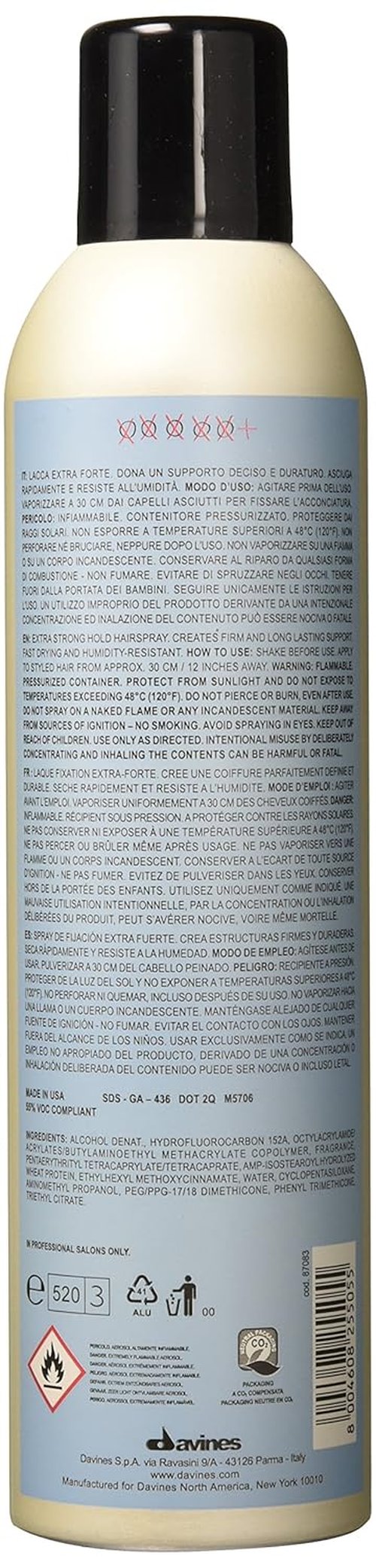 Davines Extra Strong Hairspray - Maximum Hold Formula for All-Day Control | 12 Fl. Oz.