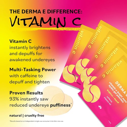 Derma E Vitamin C Eye Patches - Hydro Gel for Dark Circles & Fine Lines | 10 Ct (5 Pairs)